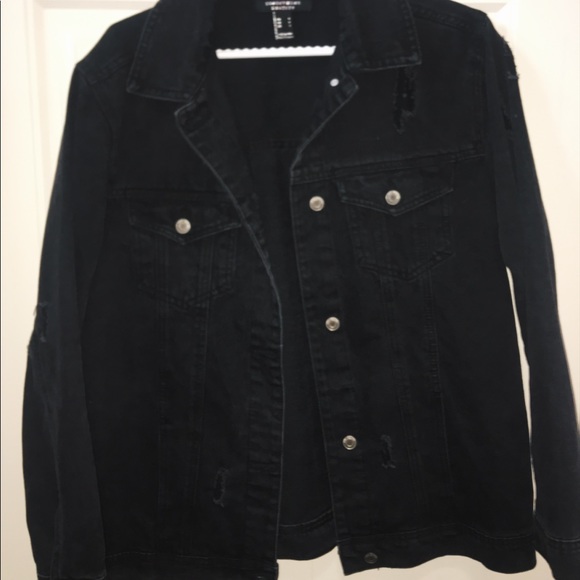 Distressed Black Denim Jacket - Picture 1 of 1